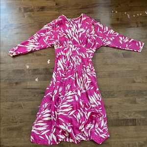 Anna Belinda Pink and White Floral vintage Women's Dress
